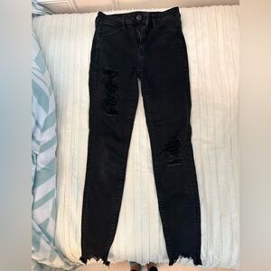 American Eagle Outfitters Black Distressed Skinny Jeans Size 4 Reg